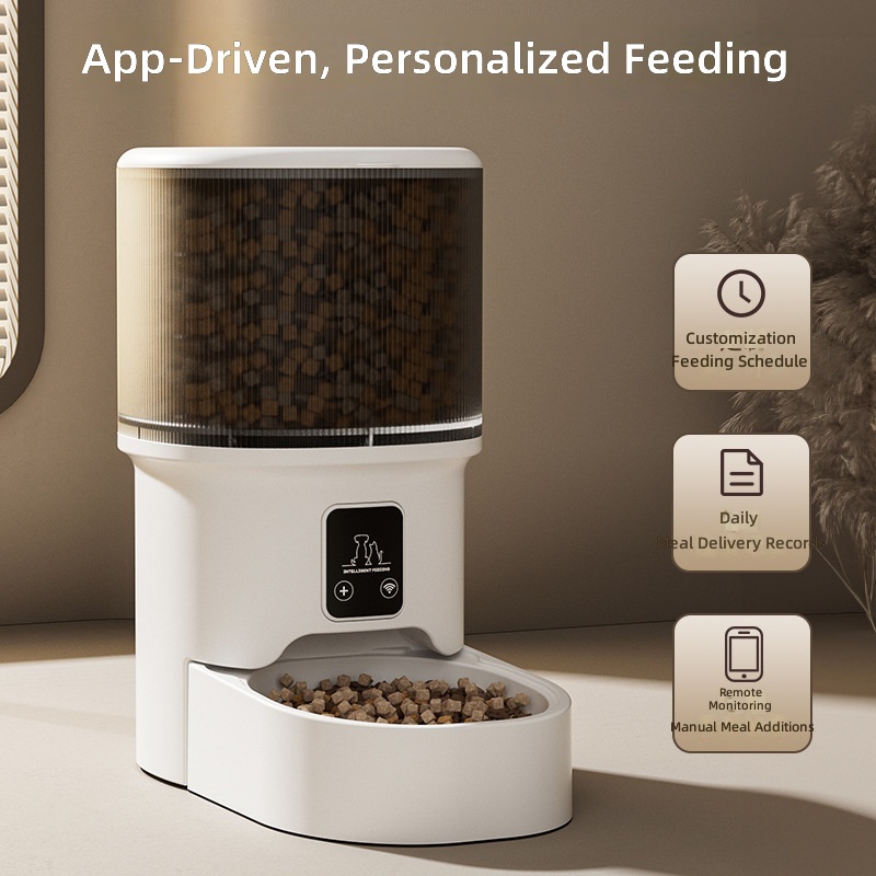 Automatic Feeding Device for Cats and Dogs Timed Quantified Feeding WiFi Remote Control Charge 4L Large Capacity Durable ABS