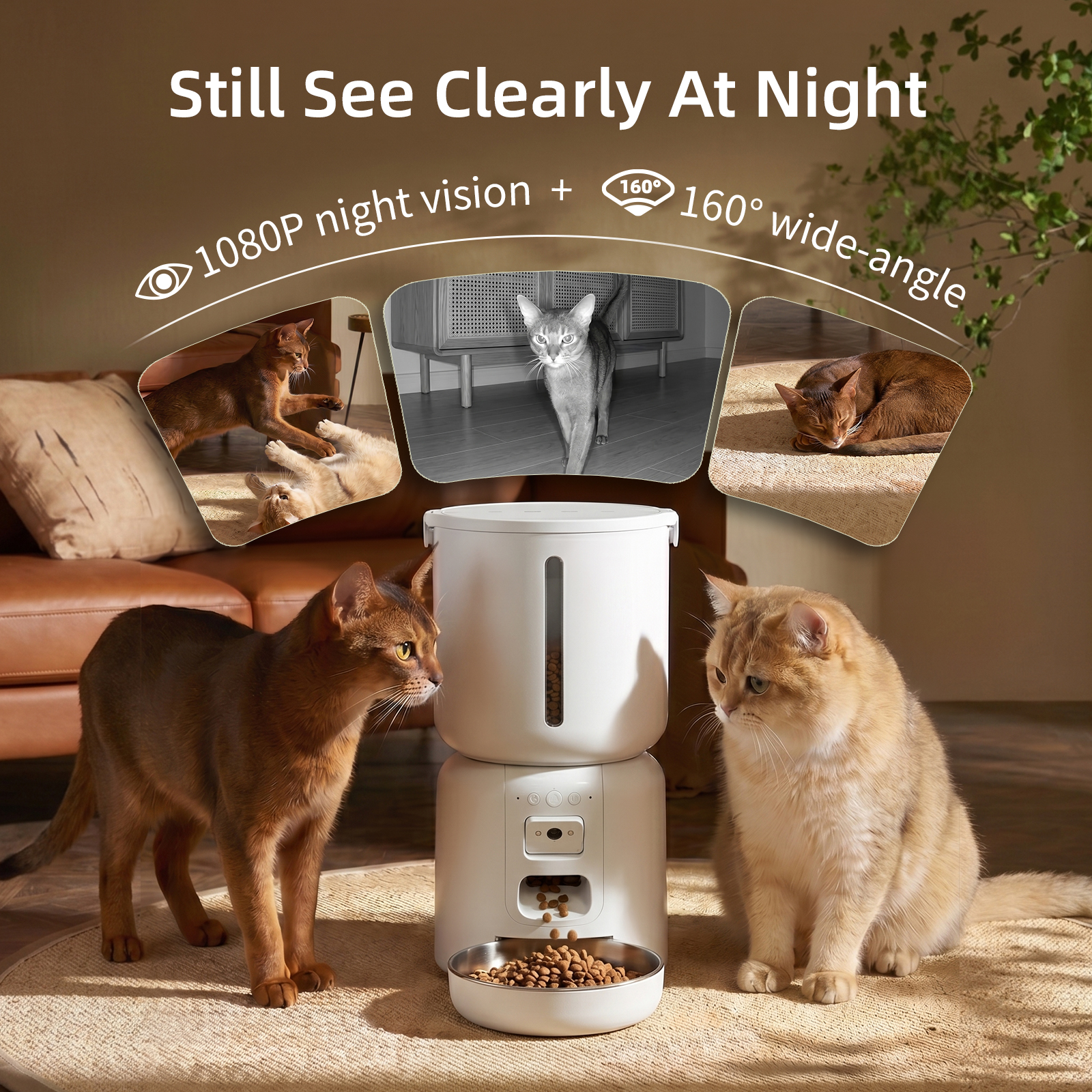 New Series Automatic Pet Feeder Voice Recording Wireless Power Supply Wifi APP Connection Cat Feeder
