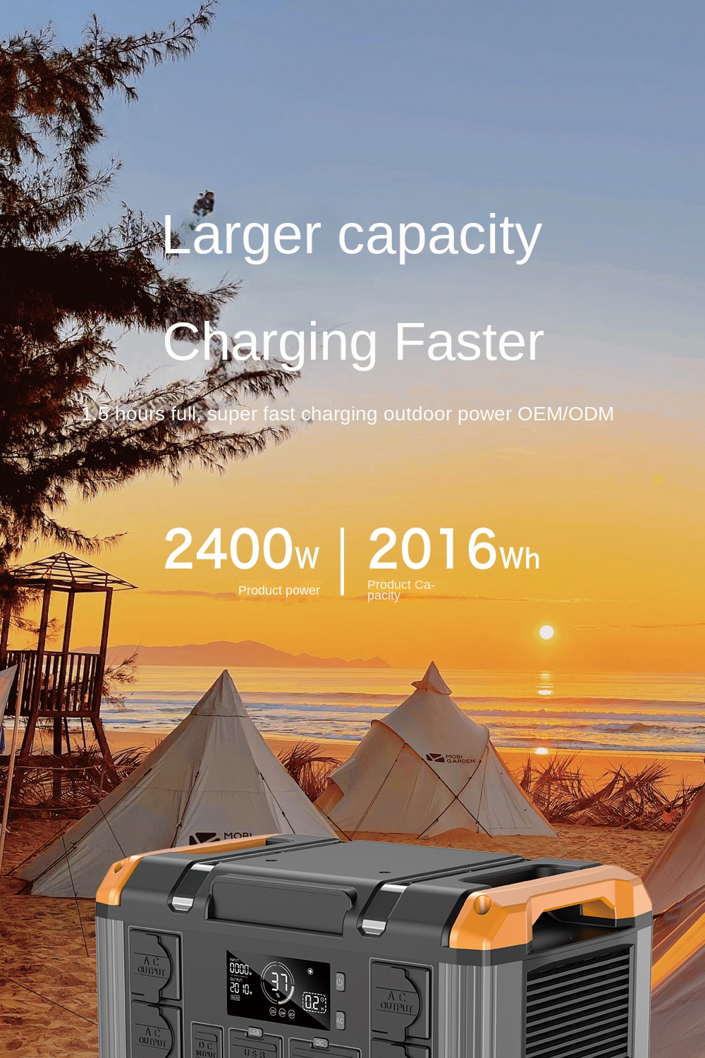 2400W2020WH Outdoor Emergency LiFePO4 Battery Solar-Powered Pure Sine Wave Inverter Energy Storage Portable Backup Power Station