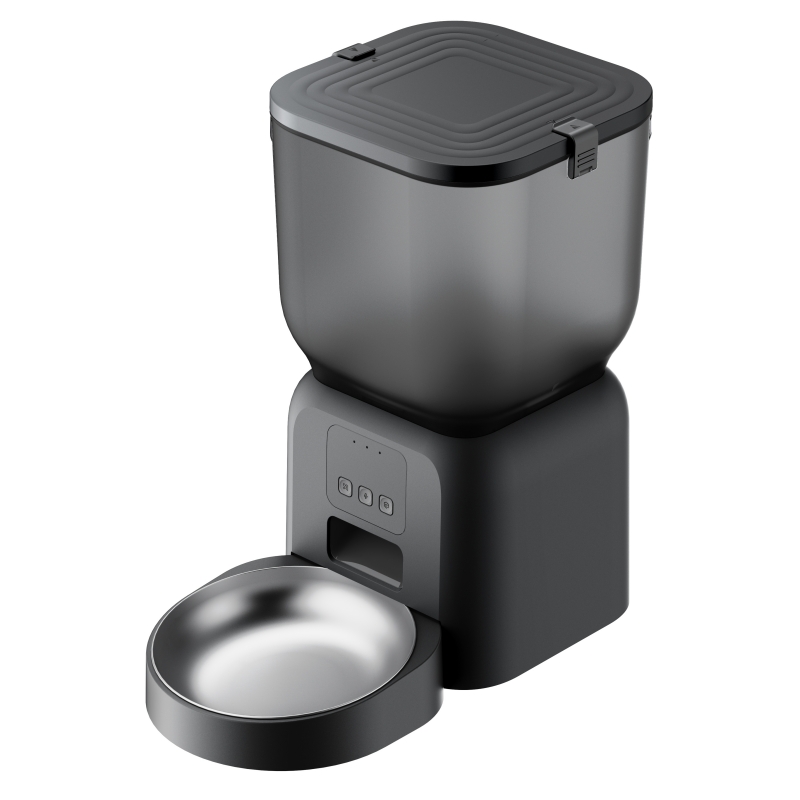 Smart 4L Square Stainless Steel Waterproof Battery Pet Feeder Automatic Timed Bowl Tuya WiFi App Control Easy Clean Indoor Use