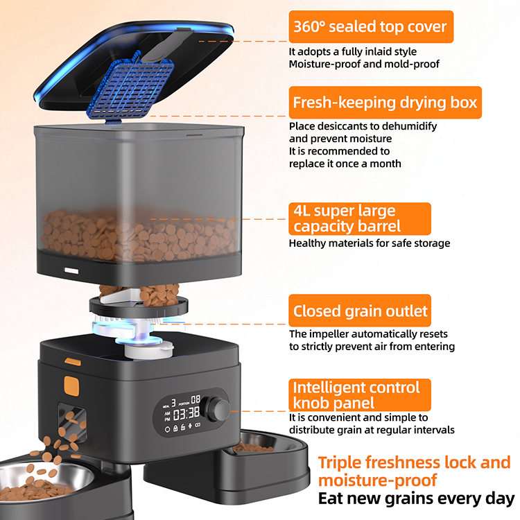 4L Pet Cat Food Dispenser Wifi Automatic Pet Feeder Smart Tuya APP Control Dog Feeder Cat Feeder Wifi Automatic