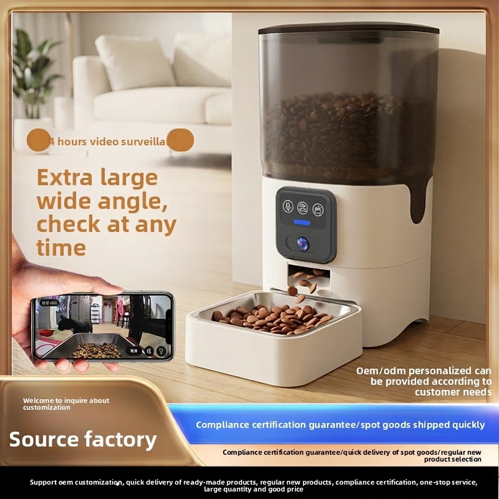 6L Automatic Pet Feeder, Timed Feeding Dispenser with Optional WiFi Camera &amp; Stainless Steel Bowl for Small Cats and Dogs