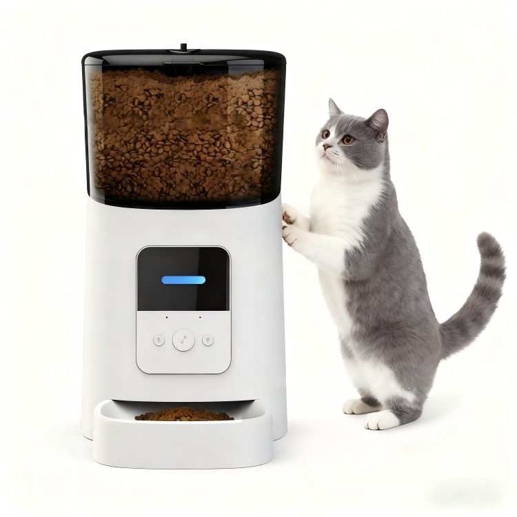 Smart Automatic Timed Quantitative Pet Feeder Round Dry Wet Freeze-Dried Snacks Bowl Leak Proof Made of Plastic