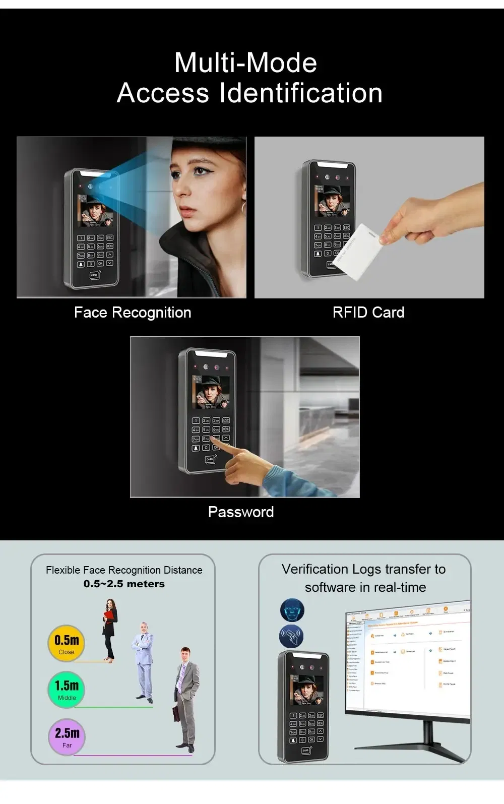 5000 Users Capacity RFID Card WiFi Biometric Facial Recognition Attendance System 3