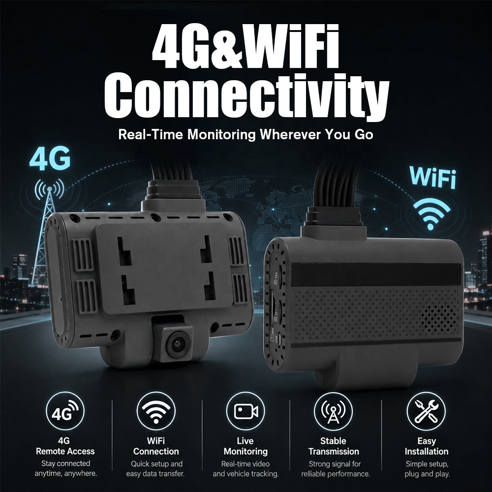 4CH 4G Dashcam WiFi GPS ADAS Driving Assistant DMS Driver Monitoring System In Car Security Camera Fleet Safety Monitor Kit