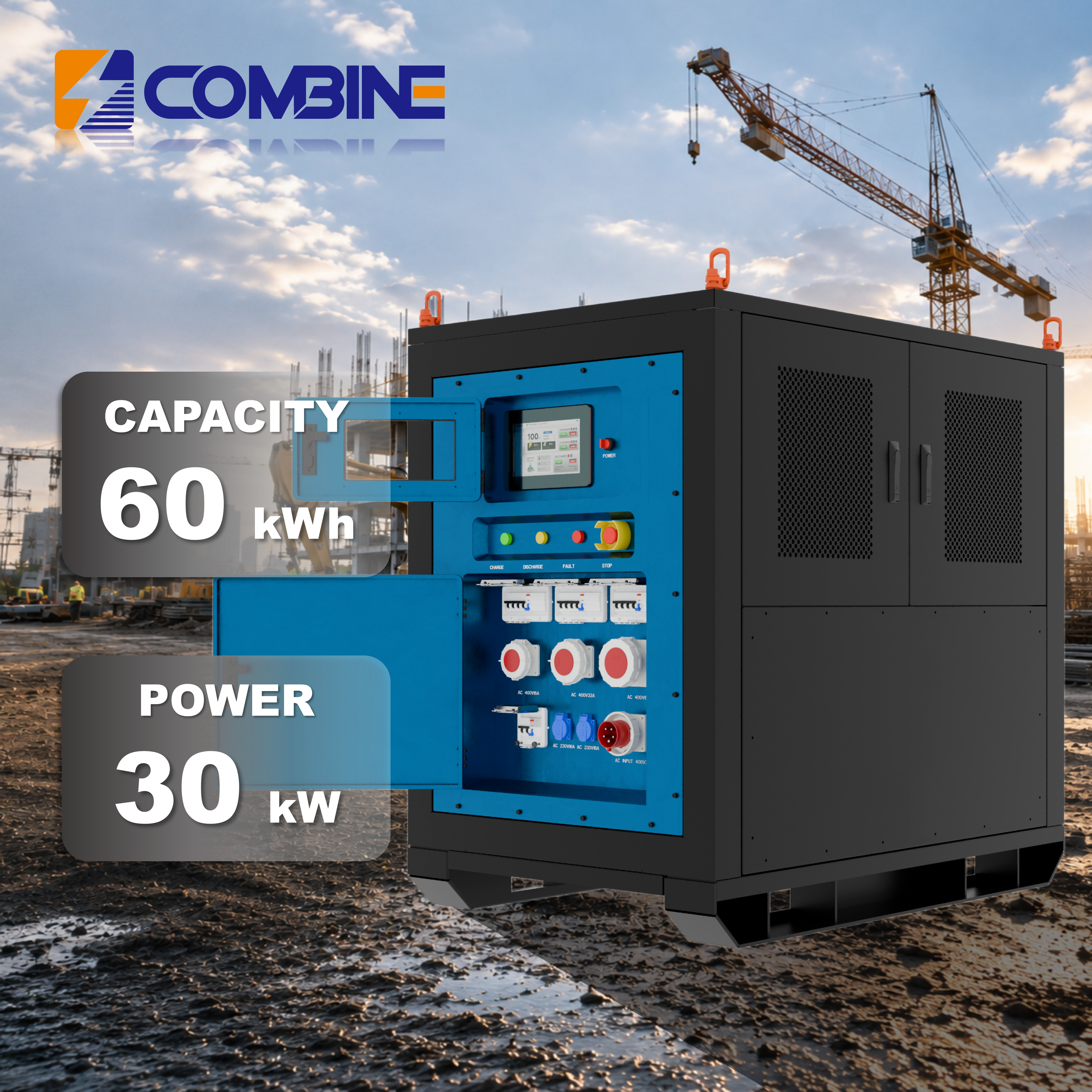 60kWh Mobile Energy Storage System Portable BESS For Temporary Power Emergency Backup And Construction Site Power Supply
