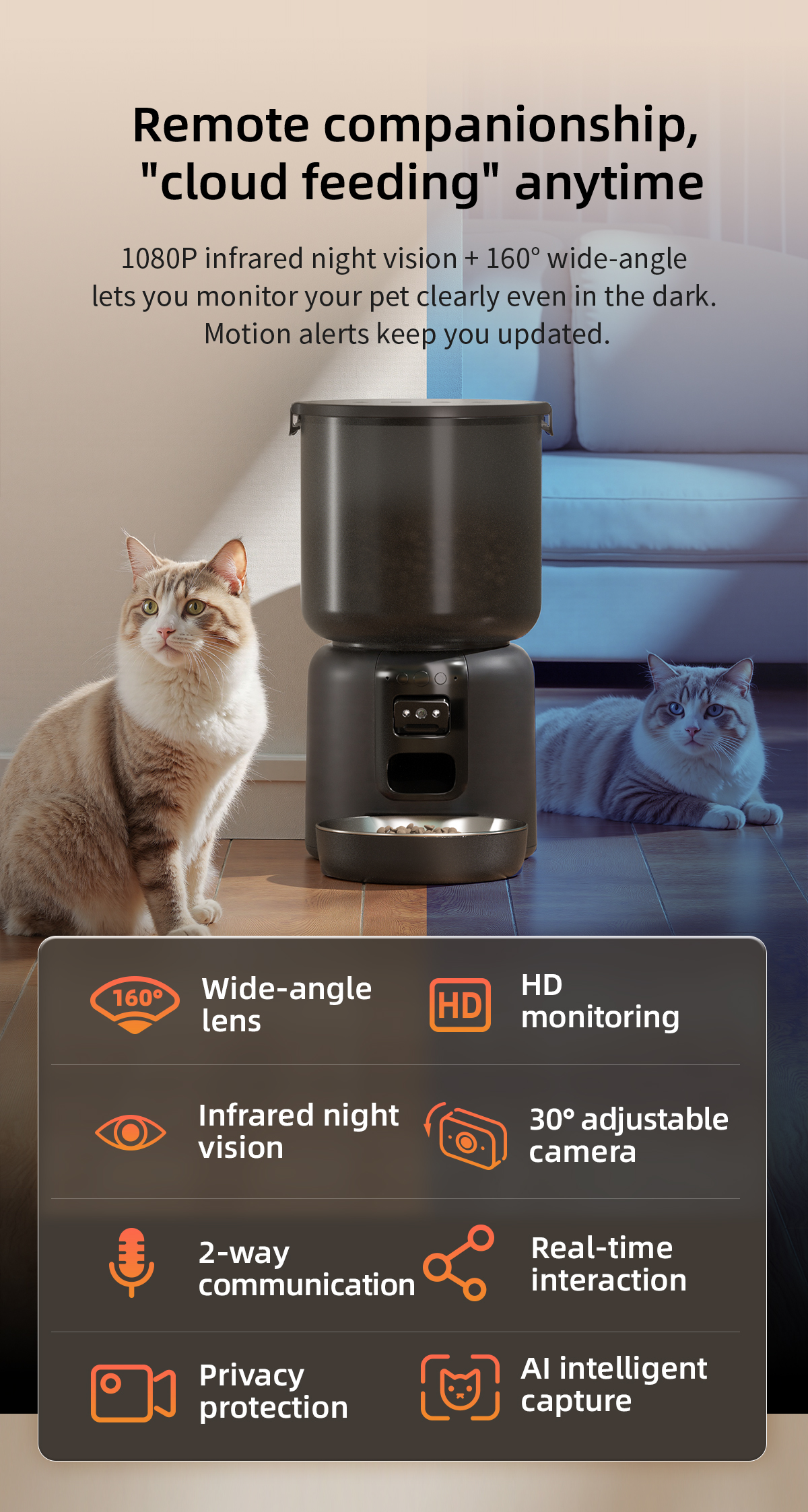 New Series Pet Feeder Set Smart Pet Feeding Water Set 4L Feeder With 1080P Camera Self-Cleaning Dispenser