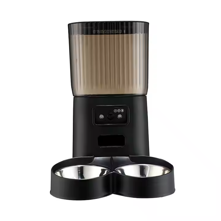 OEM Stainless Steel Automatic Pet Feeder Wifi App Control Two-Way Splitter Battery Double Bowls Food Dispenser for Cat Dog