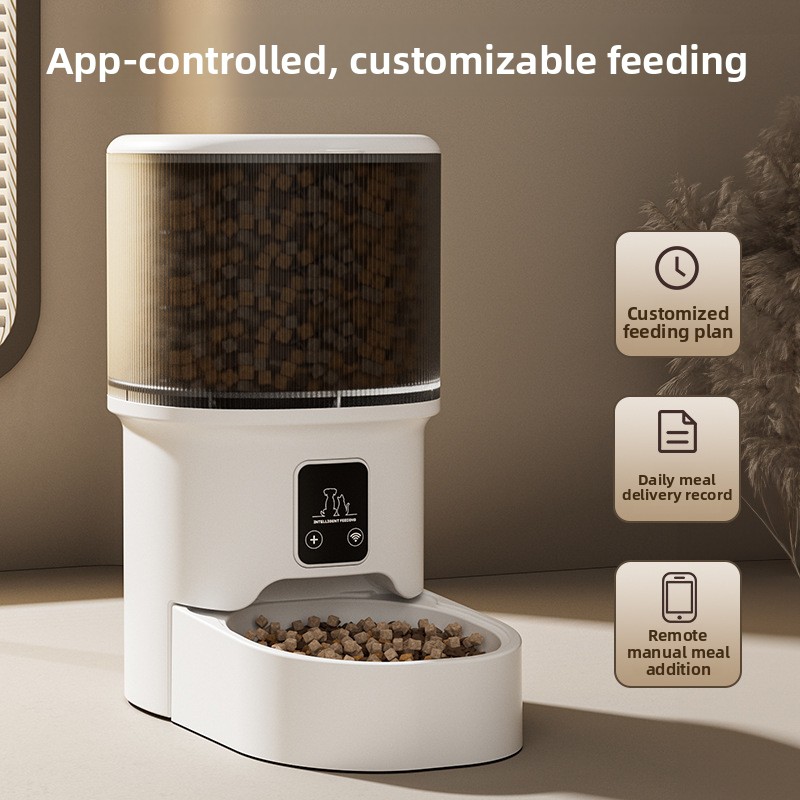 Pet Automatic Feeder Smartphone WiFi &amp; Bluetooth Timed Feeding Control Smart Food Dispenser Polypropylene Material Cat Supplies
