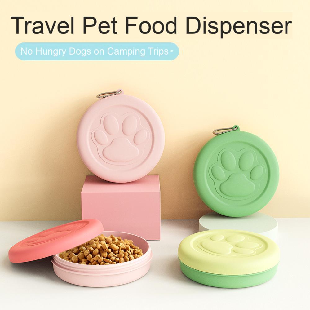 Portable Eco-Friendly 2-in-1 Pet Water Dispenser Lovely Small Dog &amp; Cat Automatic Outdoor Travel Feeding Bowl With Solid Pattern