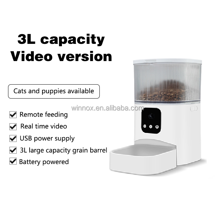 7 Days Delivery Petshop Products 3L Adjustable Portable Bowls Automatic Cat Feeder Dry Food Smart Pet Feeder with Camera