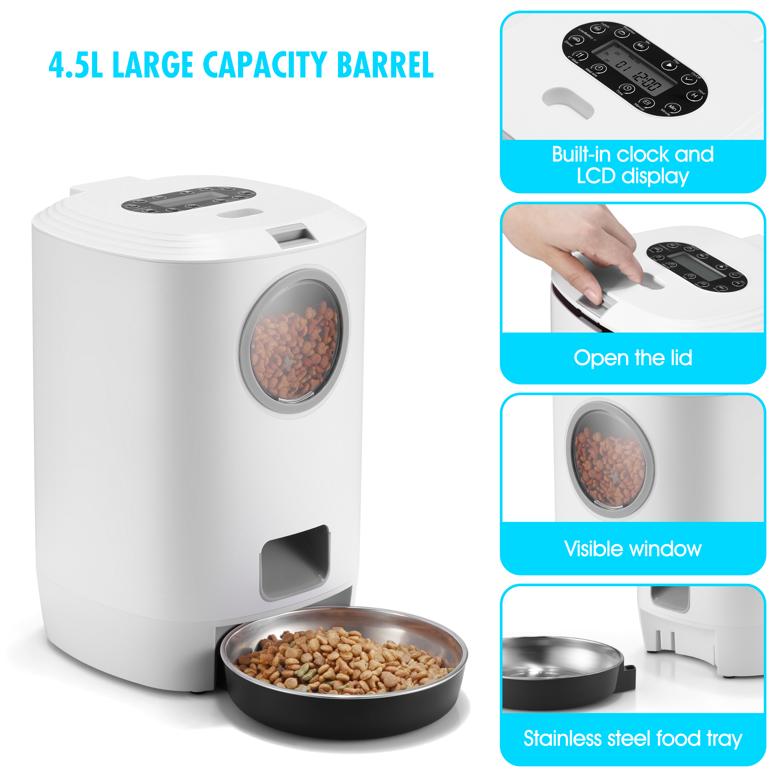 2021 NEW Automatic Pet Feeder 4.5L Capacity Smart Food Dispenser with Portion Control for Dog and Cat Supporting Dropshipping