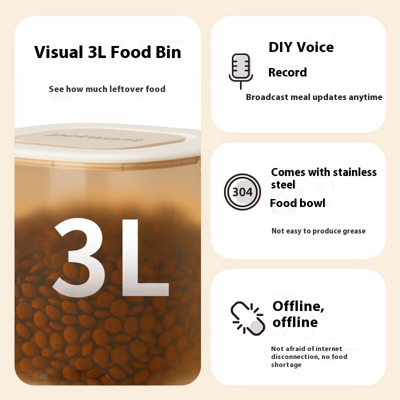 Paiwang 3L Automatic Feeding Machine for Cats Dogs Wifi Smart Pet Feeder App Remote Timing Solid Bowls Cross-Border Storage