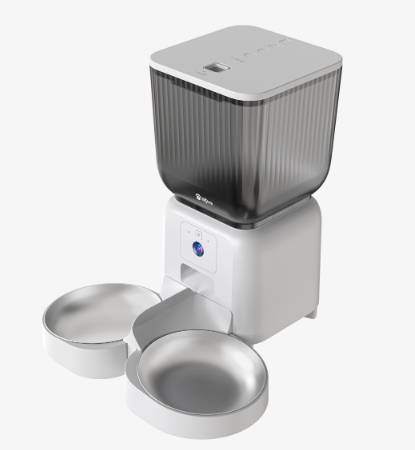4.5L Smart WiFi Pet Feeder - App Remote Control, 480P Video &amp; 10s Voice Recording, Dual-Bowl Customizable Meals