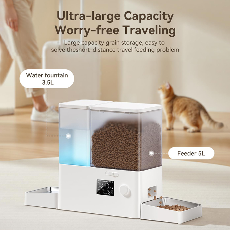 Automatic Smart Pet Feeder 2 in 1 WiFi App Control Timed Cat Dog Food Water Dispenser 5L+3.5L Large Capacity Factory Wholesale