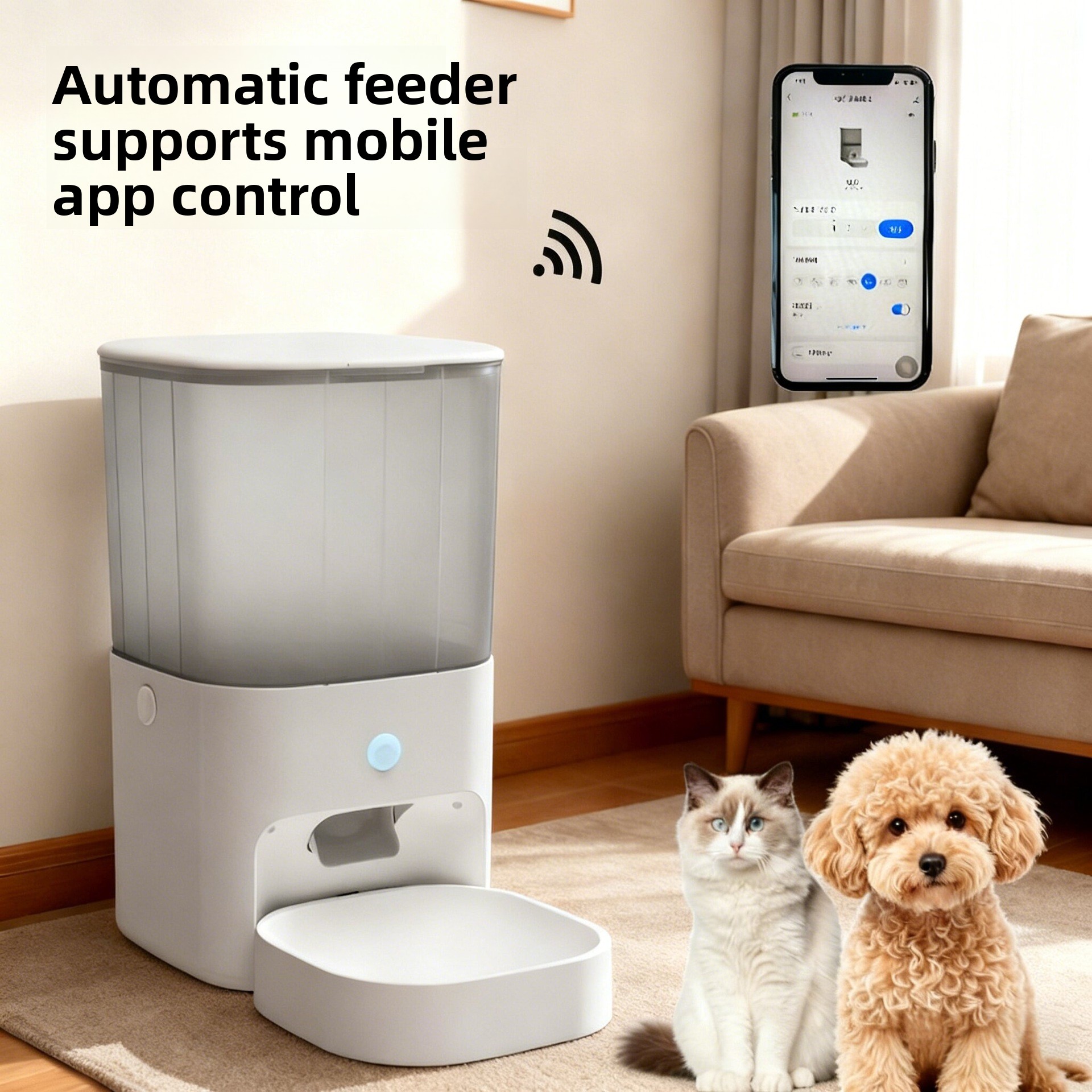 Automatic Pet Feeders Dogs Cats Smart Timed Portion-Controlled Dispensers Remote Control Power Cord 1.65kg China-Wholesale