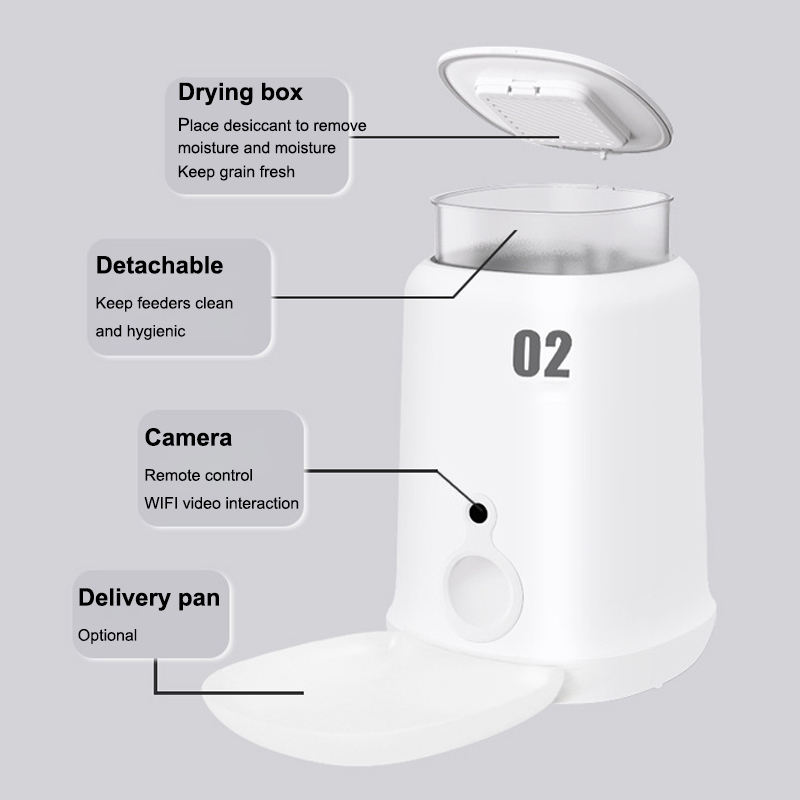 AI Voice Control Smart Pet Feeder with Removable Food Tank APP and Camera for Cats and Dogs Automatic Timer and Portion Feeding