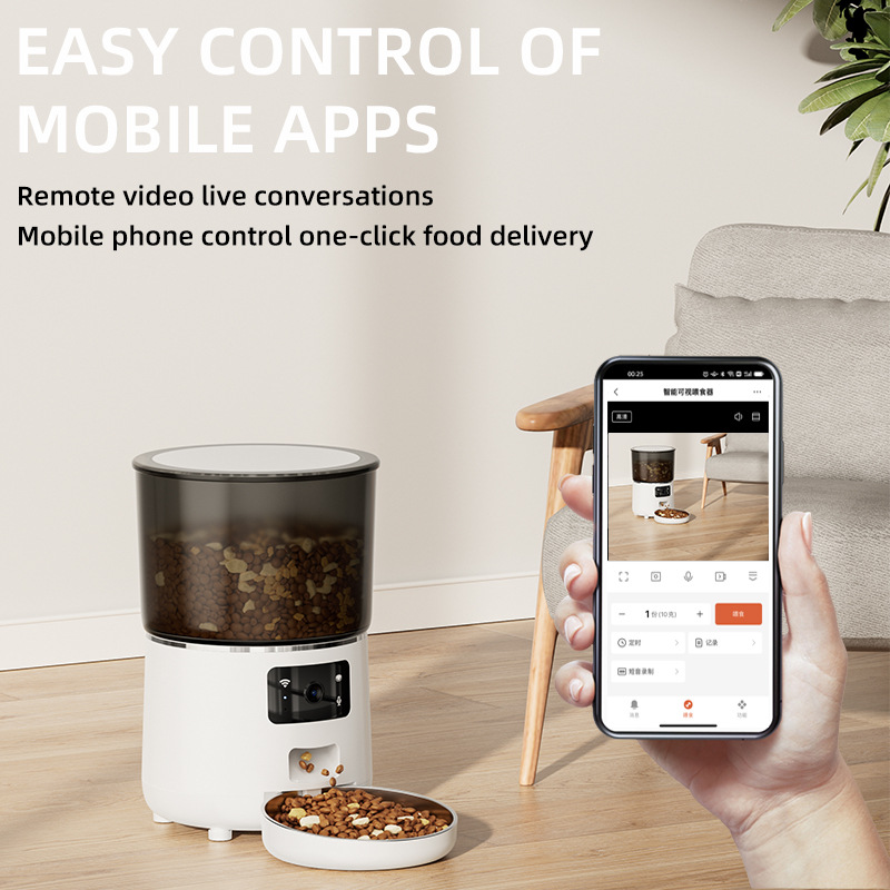 Pet Bowl Automatic Food Feeder Remote WIFI HD Camera Voice Monitoring Cat Dog Large Capacity Intelligent Feeding Detachable