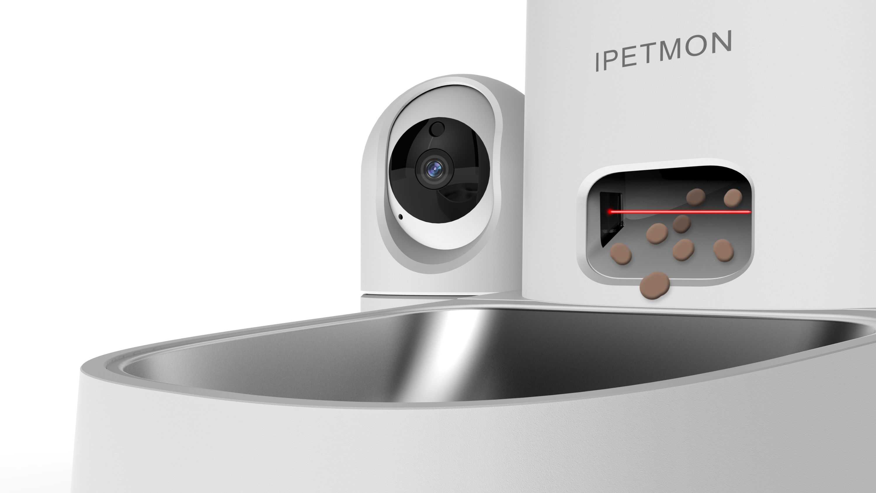 WiFi Automatic Cat/Dog Pet Feeder With Remote Camera Mobile App Control Stainless Steel Bowl Rounded Shape Battery-Powered