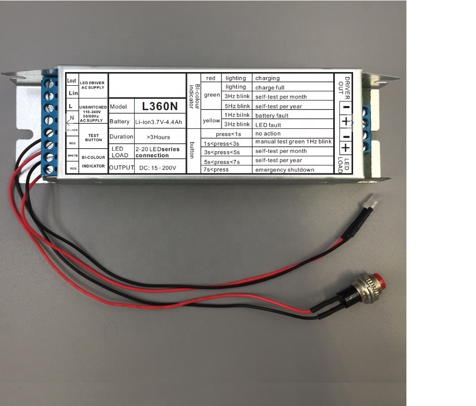 5W 15-200VDC Backup Battery Rechargeable LED Emergency Driver
