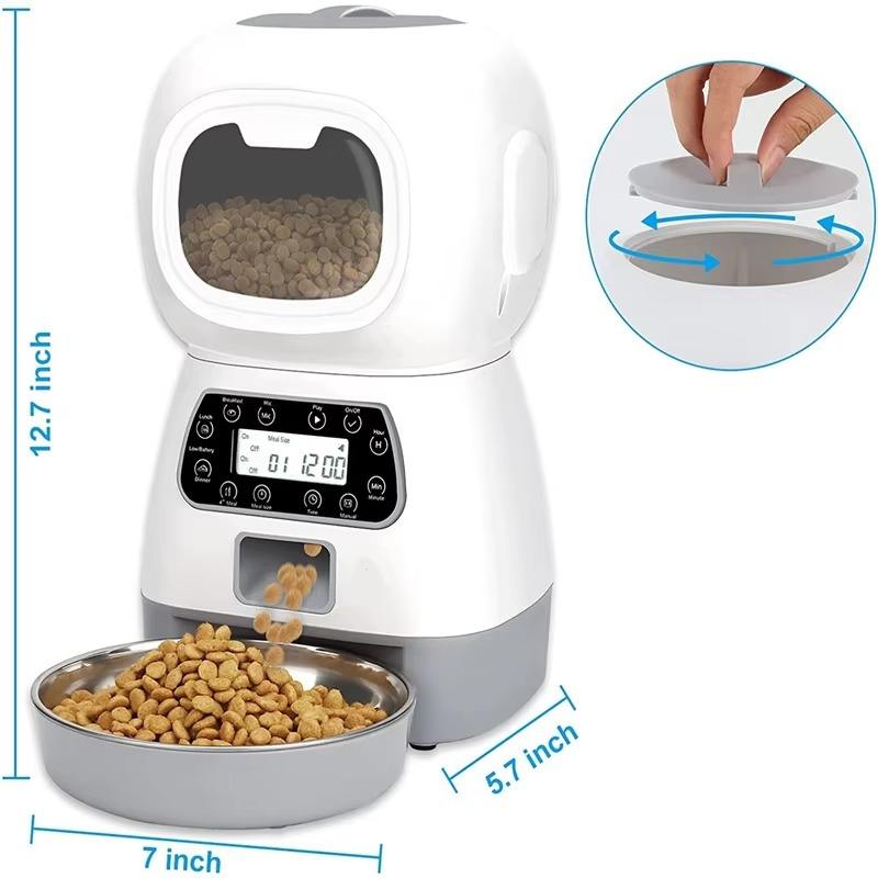 3.5L Smart Pet Feeder with WiFi App Control and Voice Recorder for Dogs Cats Timing Portion Control Automatic Dog Food Dispenser
