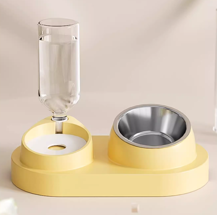 Auto Flow Dual Bowl Feed Pet Well Smart Feeder with Sloped Dish &amp; Auto Waterer for Cats &amp; Dogs Pet Feeder Automatic