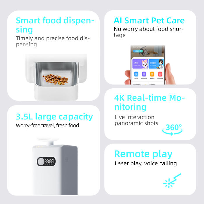 AI Intelligent Pet Feeder Stainless Steel Visual Feeding System App-Controlled Smart Pet Food Bowls Interactive Movement Toys