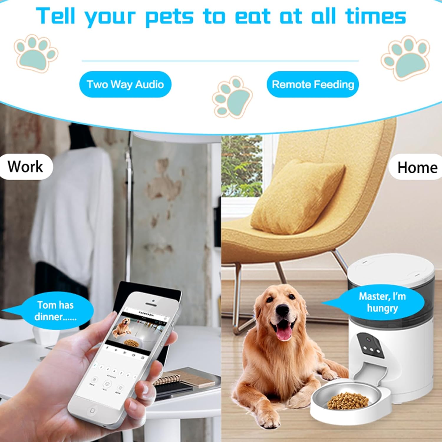 Automatic Cat Feeder Camera 3MP HD Live Monitoring Auto Infrared Night Vision Remote App Control Motion Detection Wireless WiFi