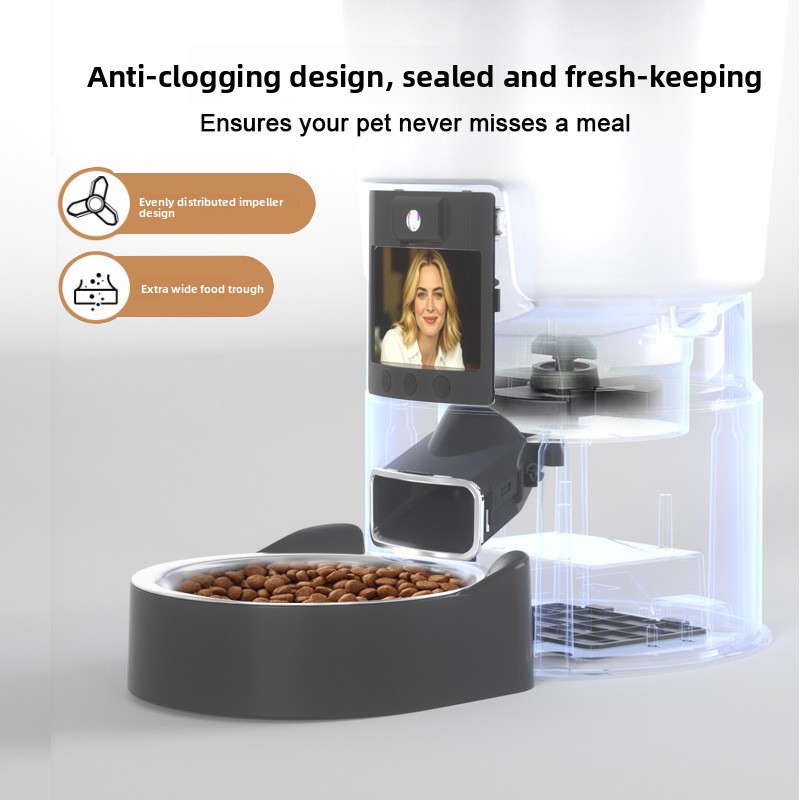 1080P Video Smart Pet Feeder 5L Automatic Dog Cat Food Dispenser with 304 Stainless Steel Bowl WiFi App Remote Two-way Audio