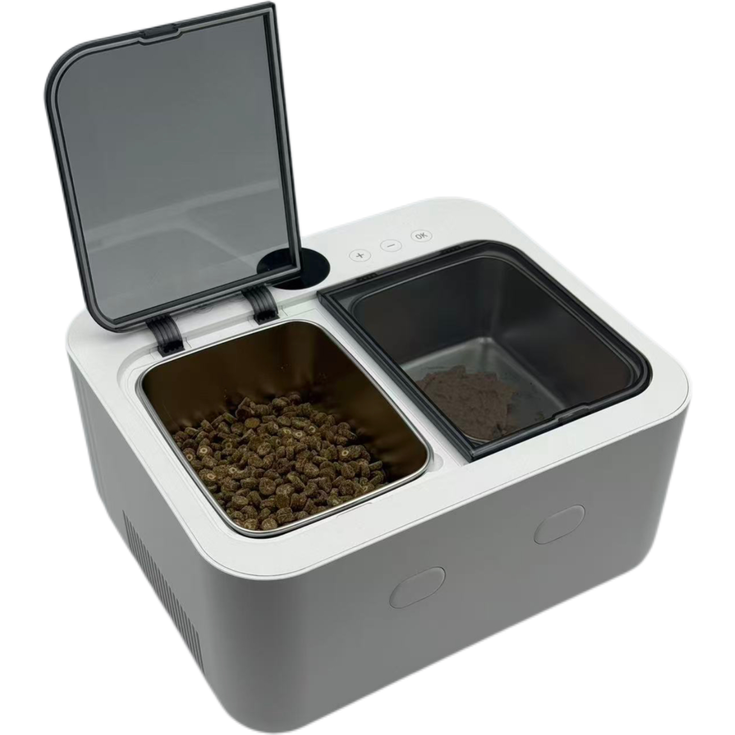 0.5L*2 Plastic Heating &amp; Cooling Pet Feeder Automatic Timed Wet Food Dispenser Voice Radar Sensor Backup Battery Cats Dogs