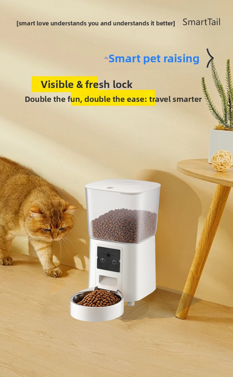 APP Controlled Automatic Pet Feeder Timer Food Dispenser with Camera Dual Stainless Steel Bowls for Cat Dog Scheduled Feeding