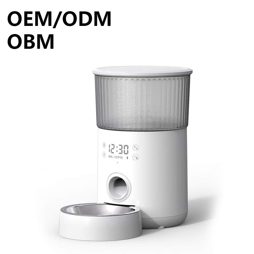 Smart Pet Feeder 4L Large Capacity Remotely Schedule Feeding Times Via App Customizable 10-Second Voice Messages Anti-Clogging