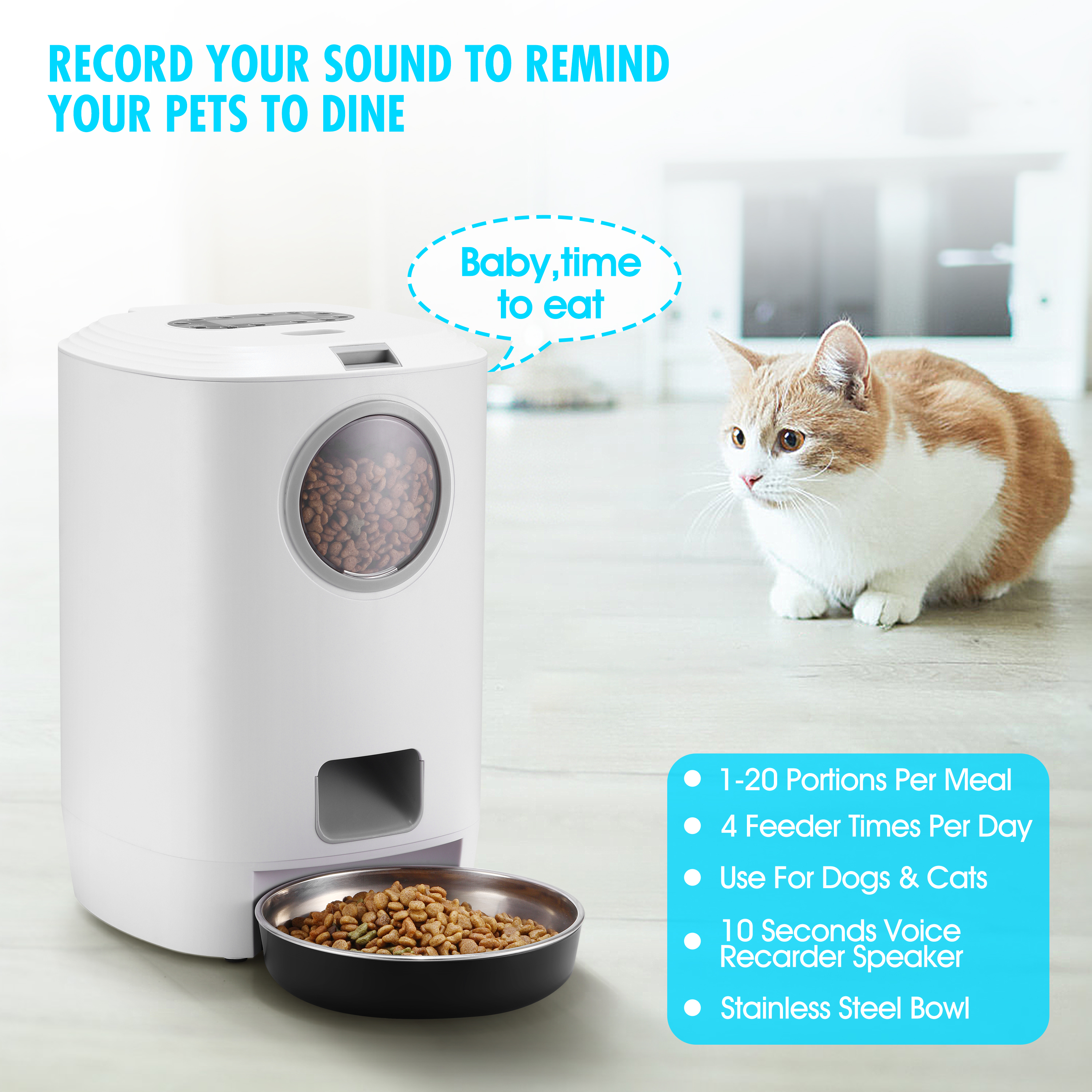 2021 NEW Automatic Pet Feeder 4.5L Capacity Smart Food Dispenser with Portion Control for Dog and Cat Supporting Dropshipping