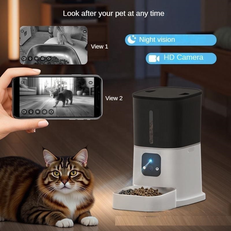 WINNOX Smart Feeding Schedule Cat Feeder WiFi App Automatic Pet Food Dispenser with Timer for Cats Dogs up to 10 Meals Per Day