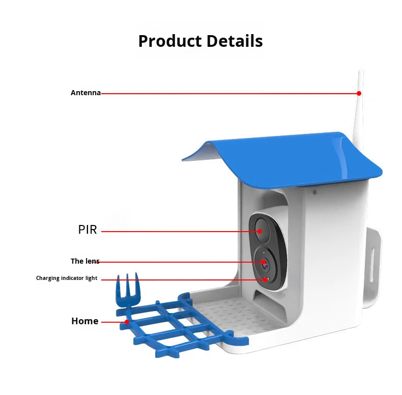 High Quality Bird Watching Camera With Solar Power and AI Recognition for Smart Feeding Monitoring Bird Feeder Camera