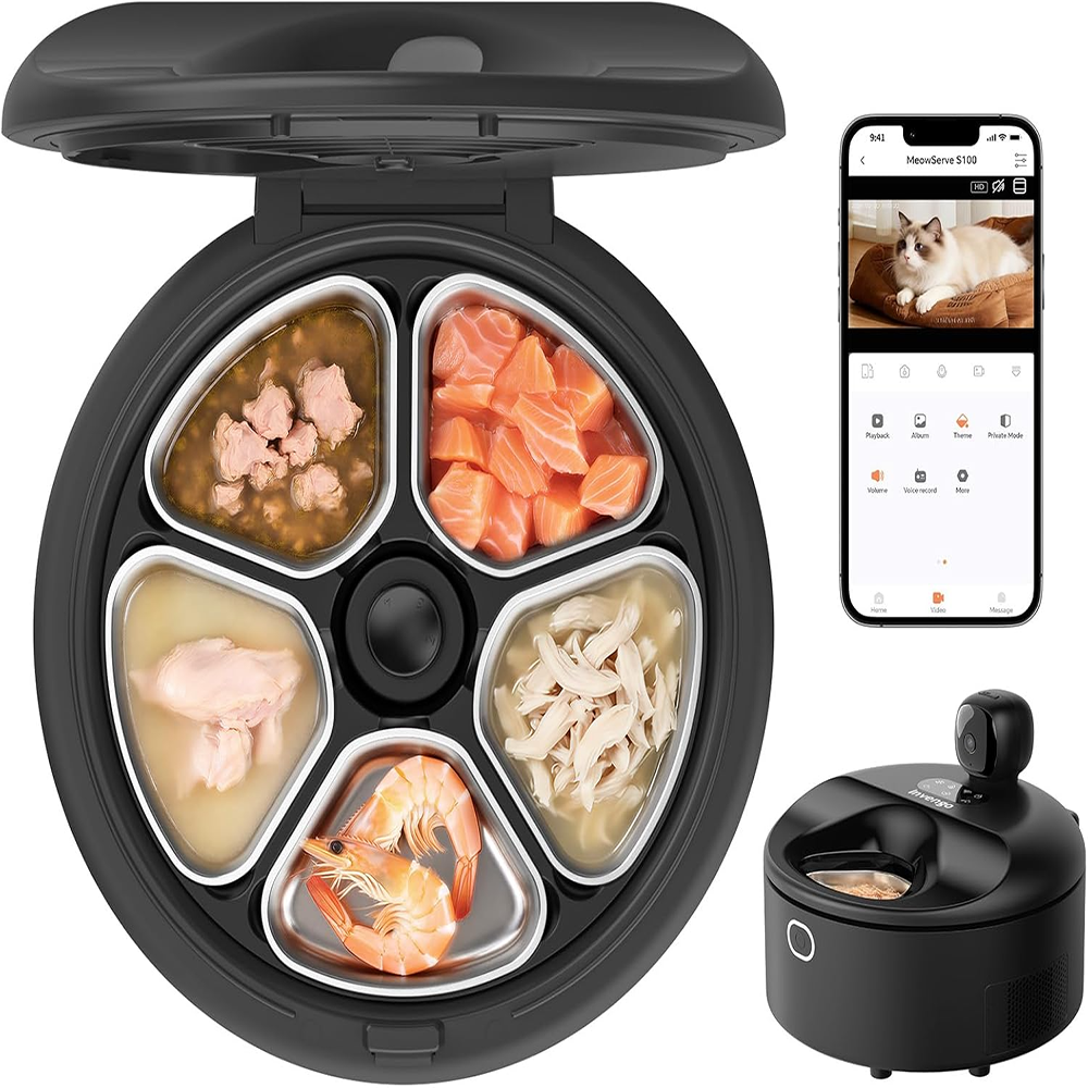 Multi-Pet Recognition Automatic Wet Food Cat Feeder with 3MP Camera Dual Cooling Heating App Control Pet Food Dispenser