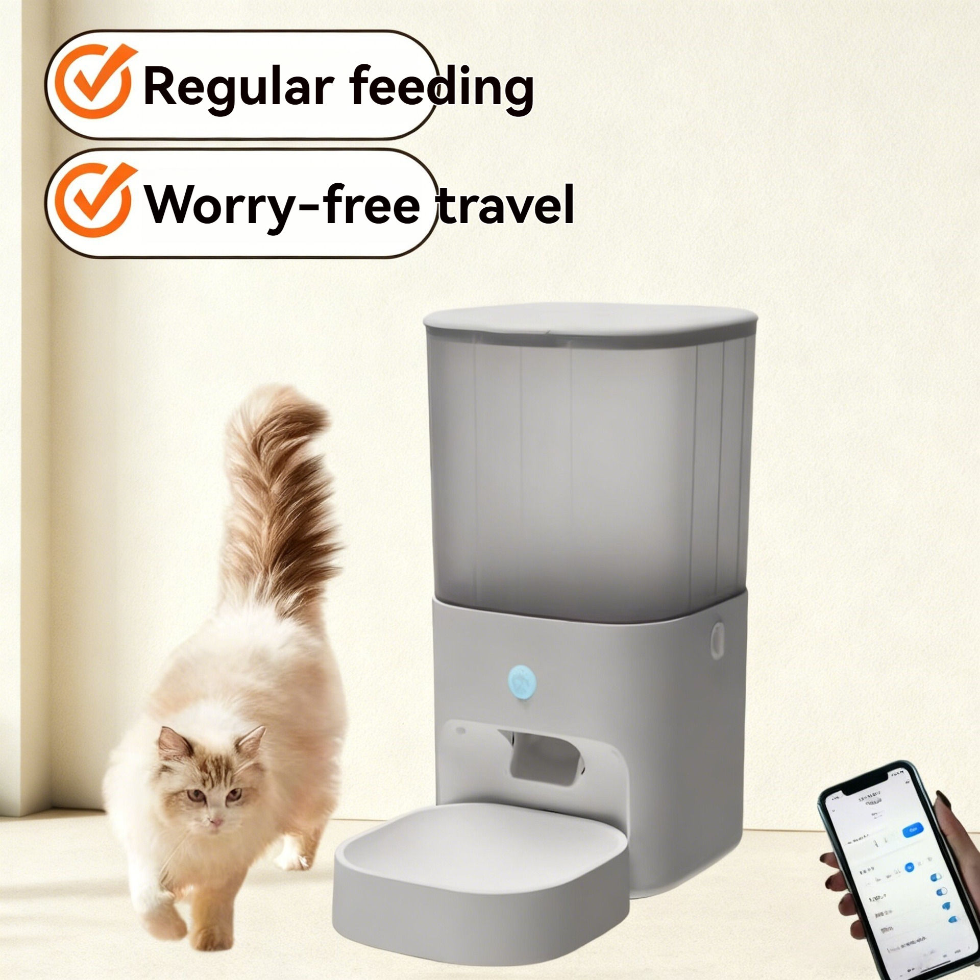 Automatic Pet Feeders Dogs Cats Smart Timed Portion-Controlled Dispensers Remote Control Power Cord 1.65kg China-Wholesale