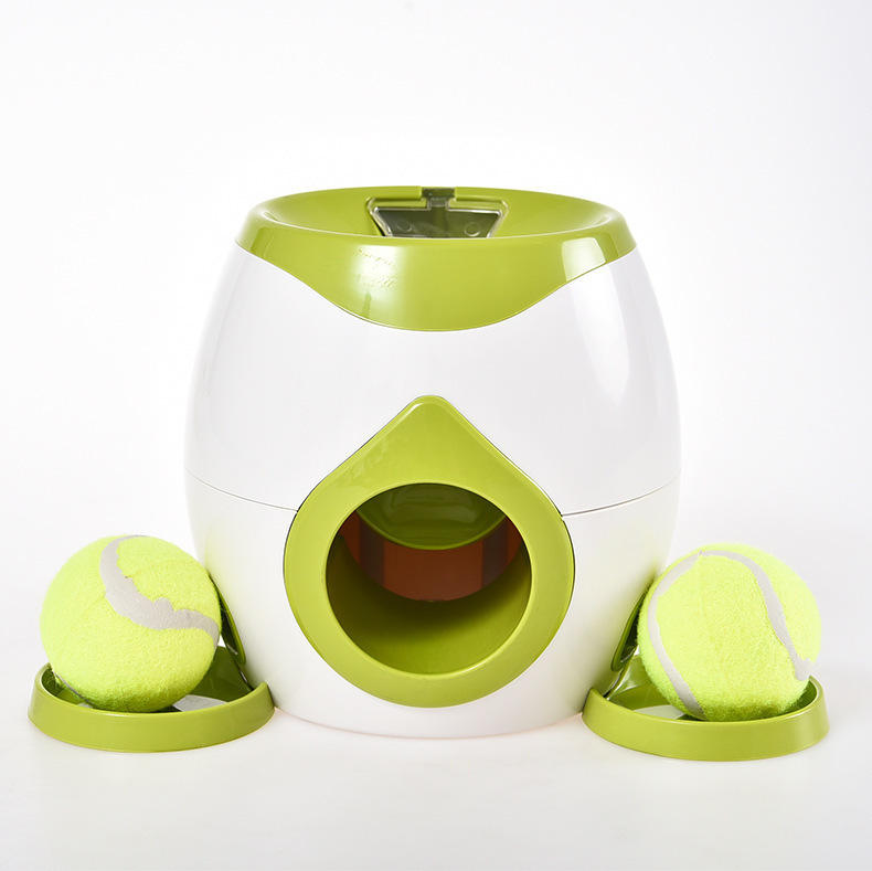 Automatic Tennis Ball Launcher Food Reward Machine Puzzle Treat Dispenser Slow Feeder Interactive Training Puppy Kitten Pet Toy