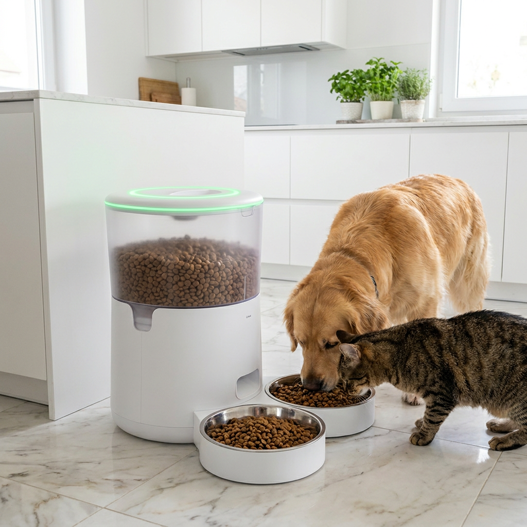 APP Controlled Automatic Pet Feeder Timer Food Dispenser with Camera Dual Stainless Steel Bowls for Cat Dog Scheduled Feeding