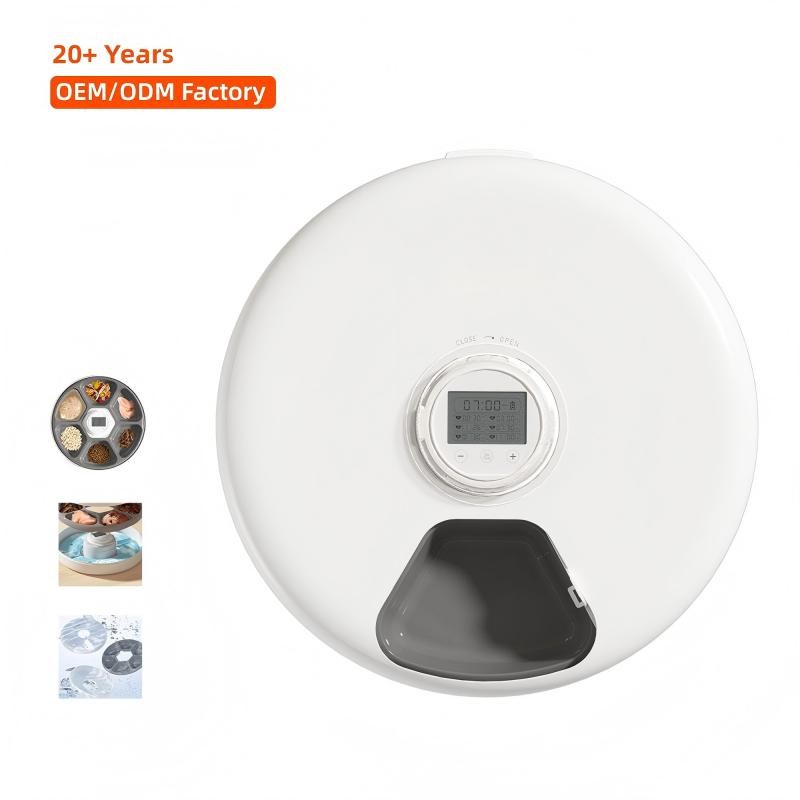 Programmable Smart Automatic Foldable Battery-Powered Portable Plastic Cat Dog Feeder Wet/Dry Food Dispenser Refrigerating