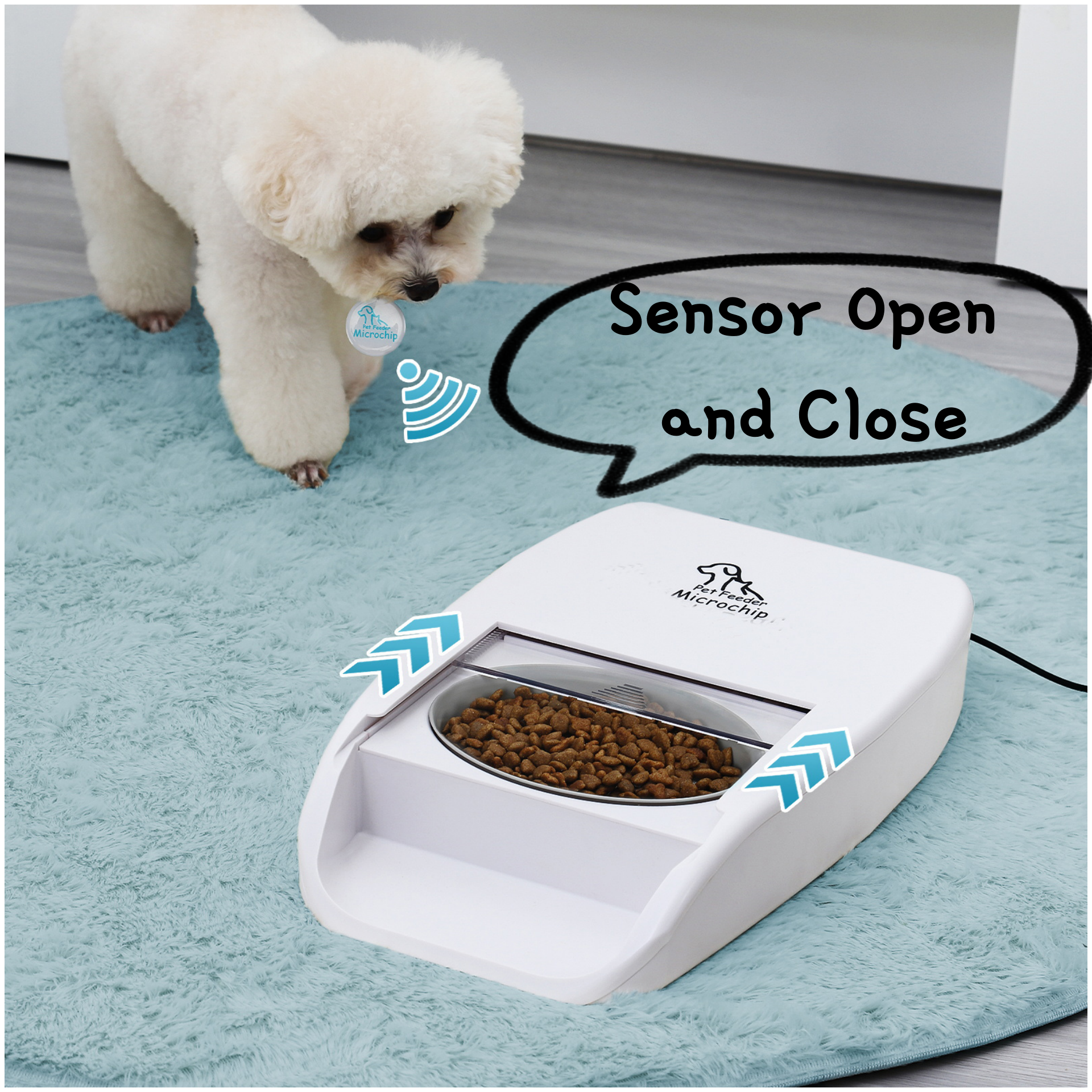 Smart Silent Pet Food Dispenser with Portion Control RFID Cat &amp; Dog Feeder Anti-Steal Automatic Feeder