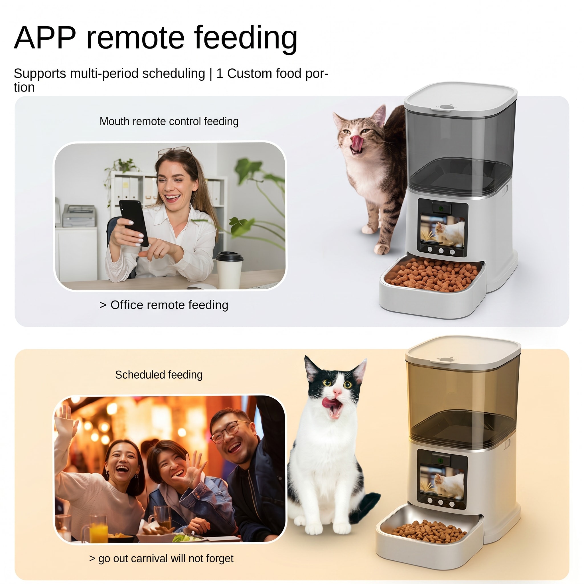 AI Smart Automatic Pet Feeder with Bottle Design Camera &amp; Behavior Monitoring Two-Way Video Health Alert