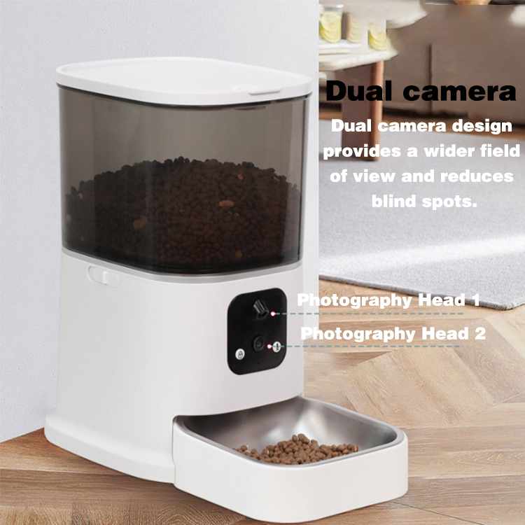 Electric Smart WIFI Eco-Friendly Plastic Battery-Powered Automatic Pet Food Bowls for Cats with Timed Feeding and Dual Camera