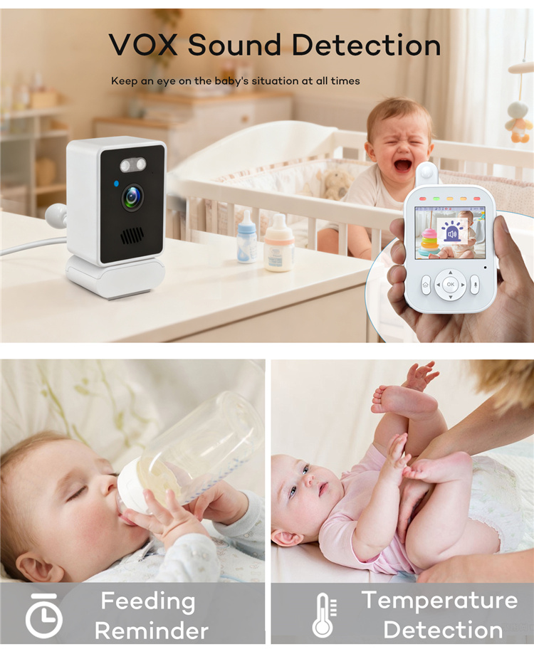 NEW 2.8 Inch Display 720P Night Vision Lullaby 2.4GHz Wireless Audio Video Temperature Feeding Timer Baby Camera Monitor NO Wifi