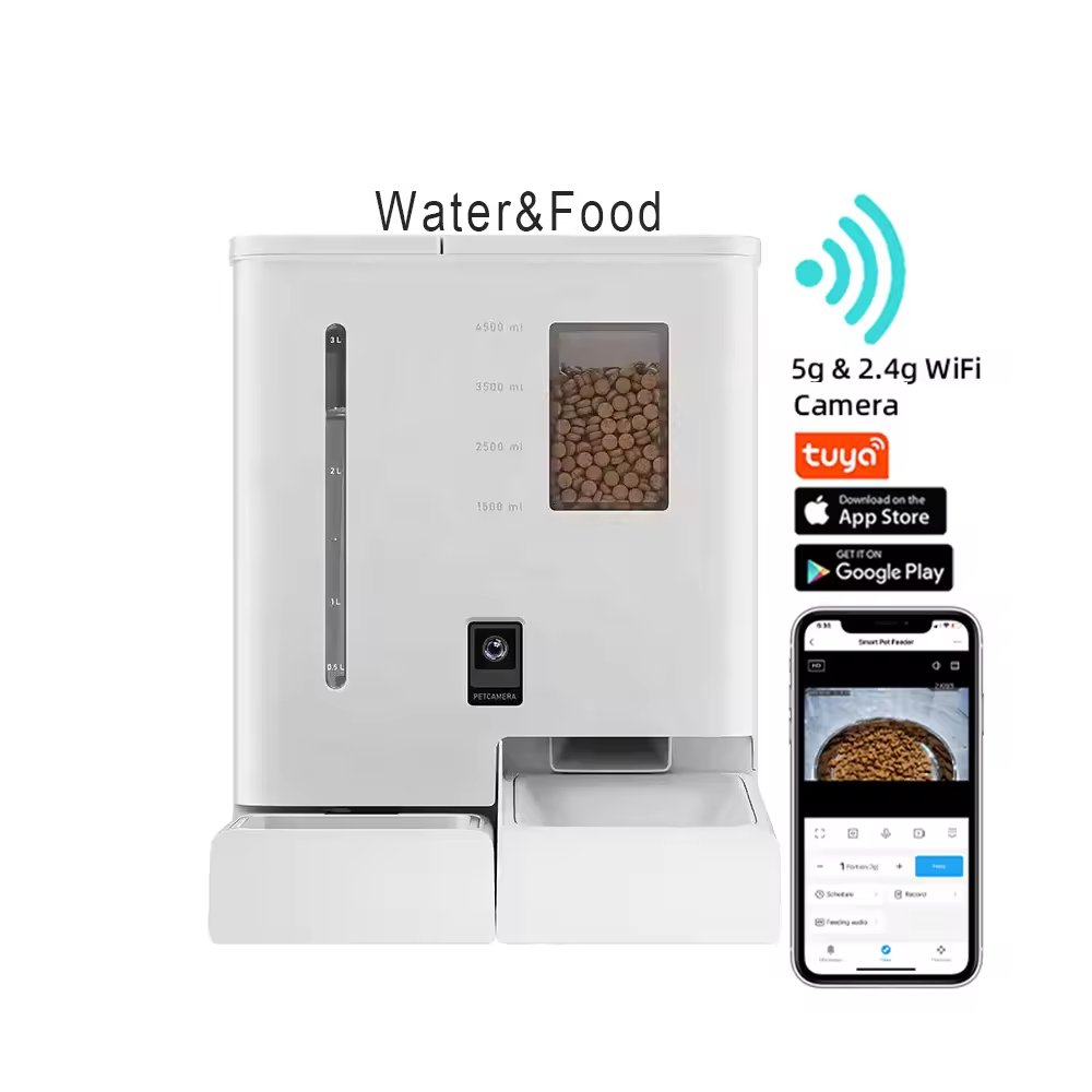 2024 New APP Control Smart Pet Feeder&amp; Water Fountain With Camera for Cat Dog Automatic Feeder Drinking Fountain