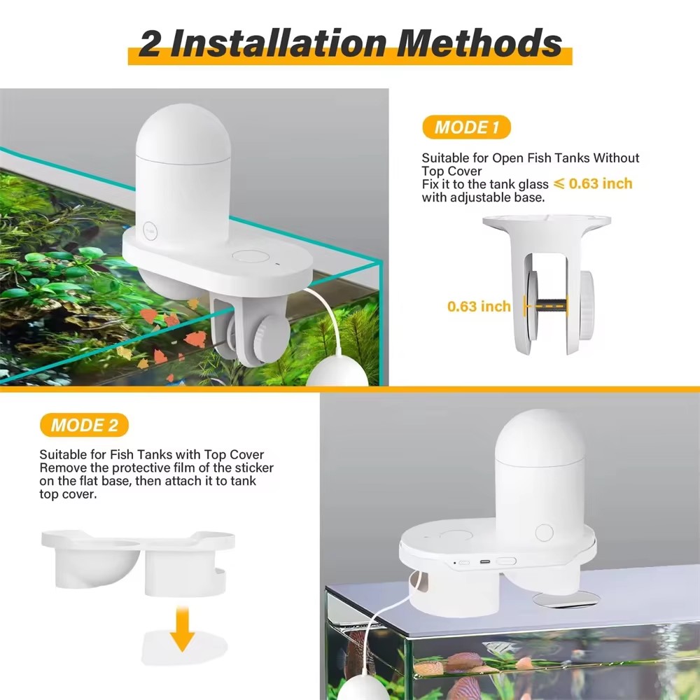 Intelligent Visual Fish Feeder 2K HD Automatic Fish Tank Camera System APP Controlled Remote Monitoring Equipment