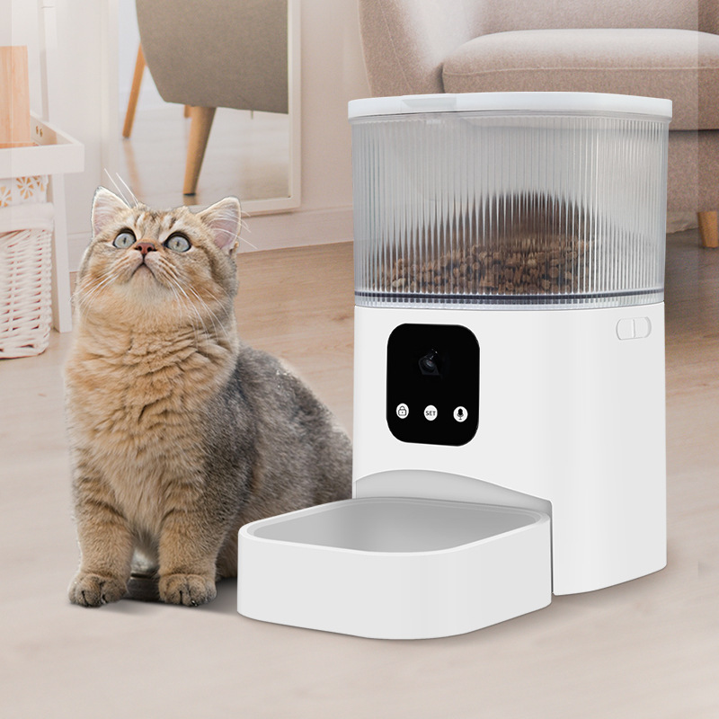 Automatic Smart Pet Feeder with Wifi Mobile Phone App Remote Voice Control Monitoring Camera Timer Feeding 3L for Home Pet Use