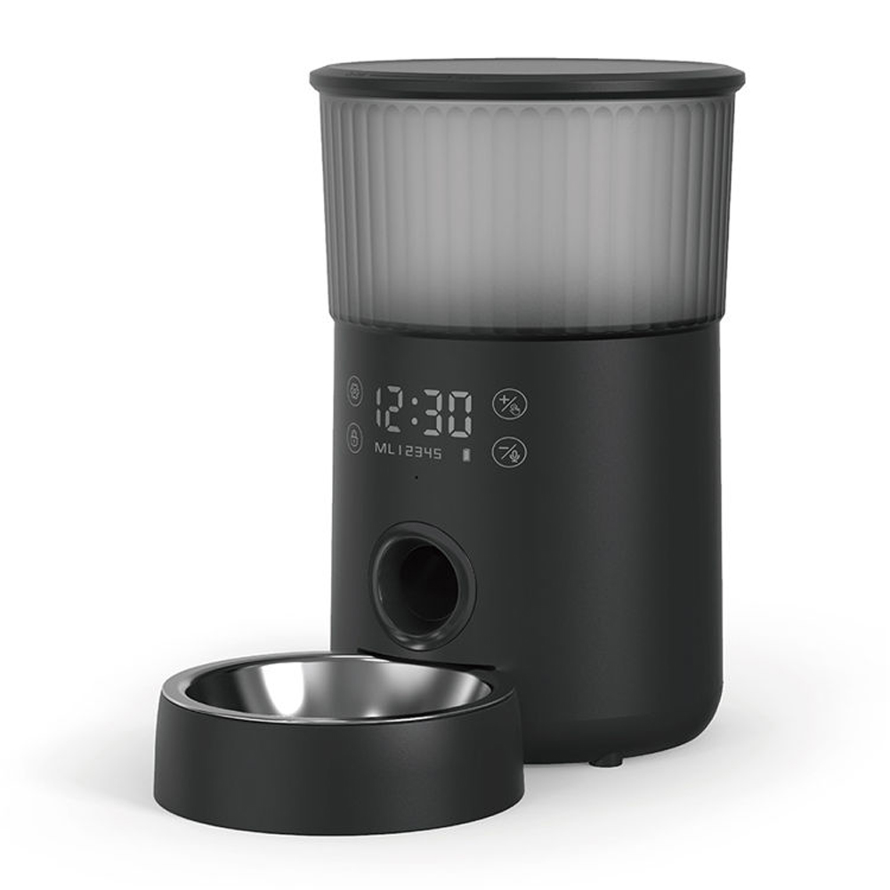 Smart Pet Feeder 4L Large Capacity Remotely Schedule Feeding Times Via App Customizable 10-Second Voice Messages Anti-Clogging