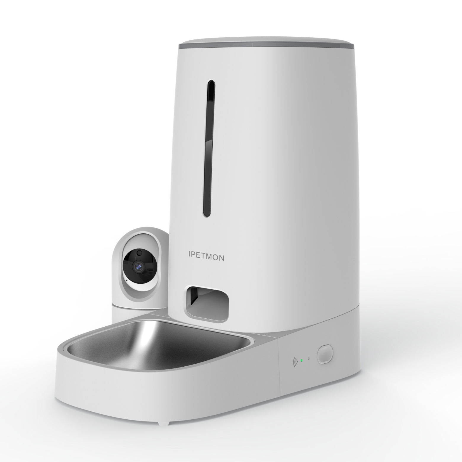 WiFi Automatic Cat/Dog Pet Feeder With Remote Camera Mobile App Control Stainless Steel Bowl Rounded Shape Battery-Powered