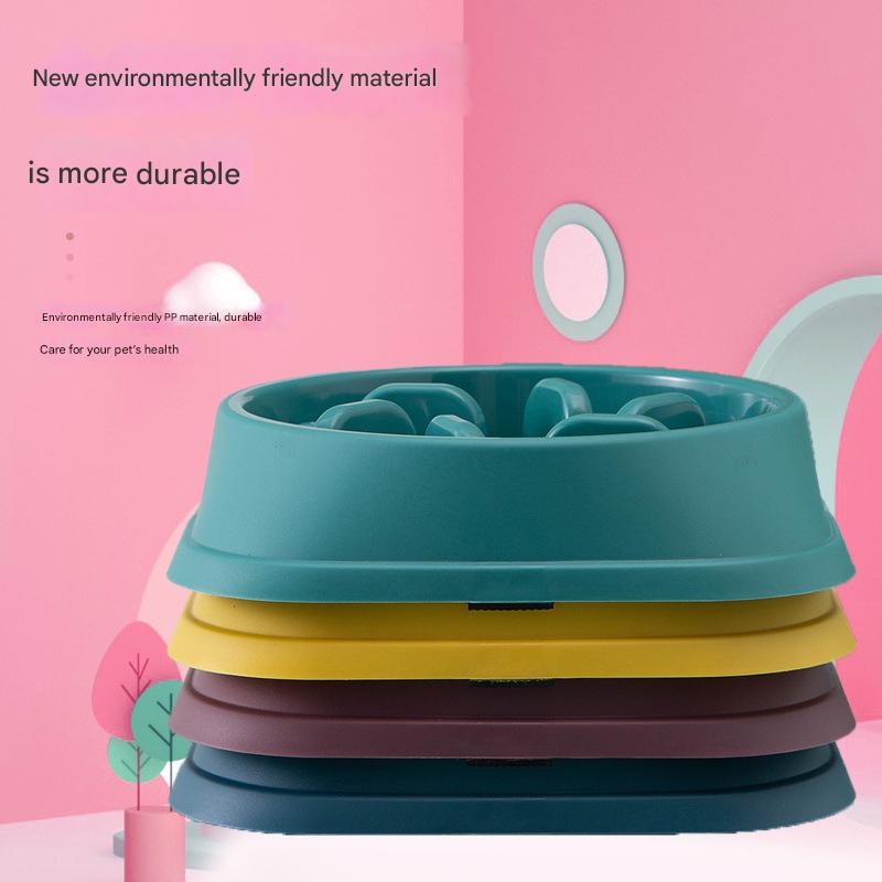 Dog Bowl Slow Feeder with Anti-Skid Non-Slip Grip Base to Reduce Overeating Bloating Vomiting Obesity for Wet Dry Raw Food